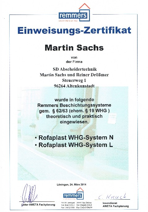Einweisung Remmers MS